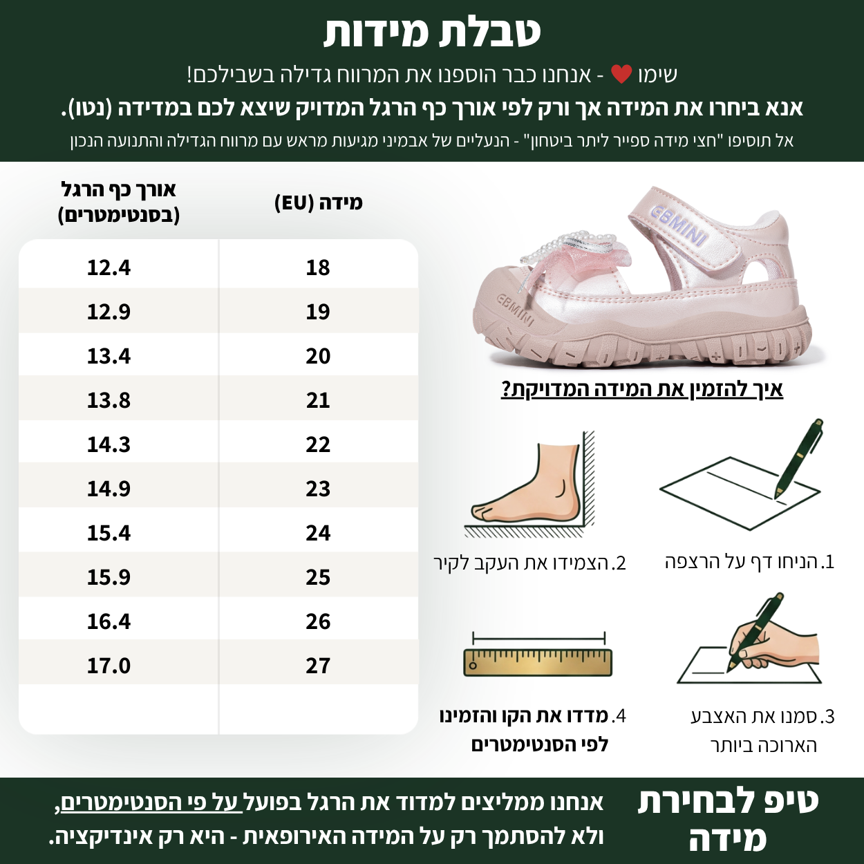עדן - סנדלים ברפוט לבנות צעד ראשון ושני גמישים ורחבים עם הגנת אצבעות | אֵבְּמִינִי ברפוט