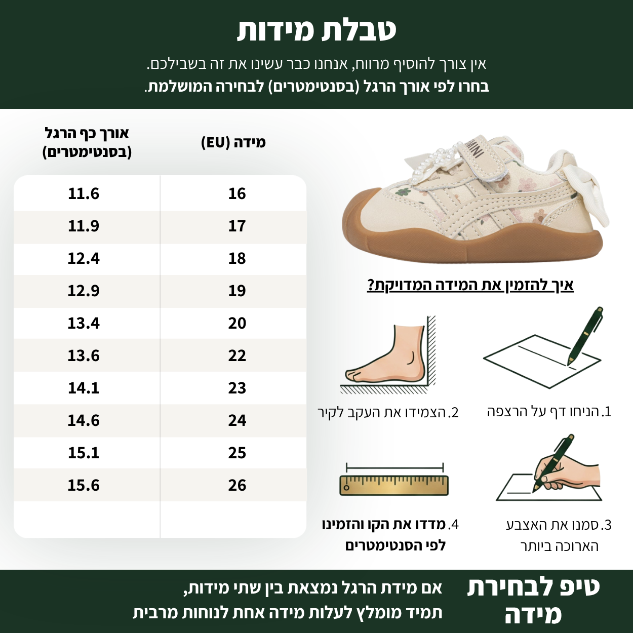 שמנת - נעלי ספורט סניקרס צעד ראשון ושני לבנות פרחוניות רחבות | אֵבְּמִינִי ברפוט